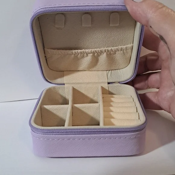 Hand Crafted Painted Portable Jewelry Trinket Box Lavender Lilac Purple Elephant - Picture 6 of 7